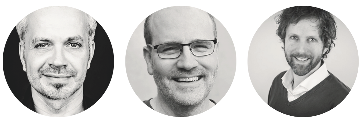 3 portraits of men smiling