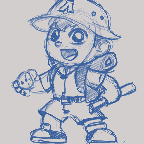rough sketch of a young man adventurer