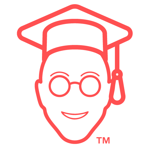 simple orange vector outline of a man in round glasses wearing graduation cap