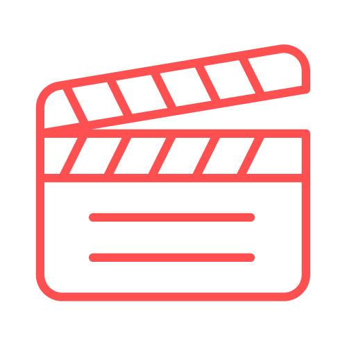 simple orange vector outline of a clapperboard