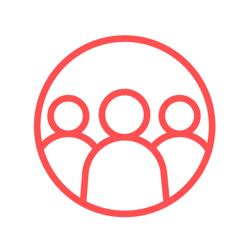 simple orange vector outline of a group of 3 people