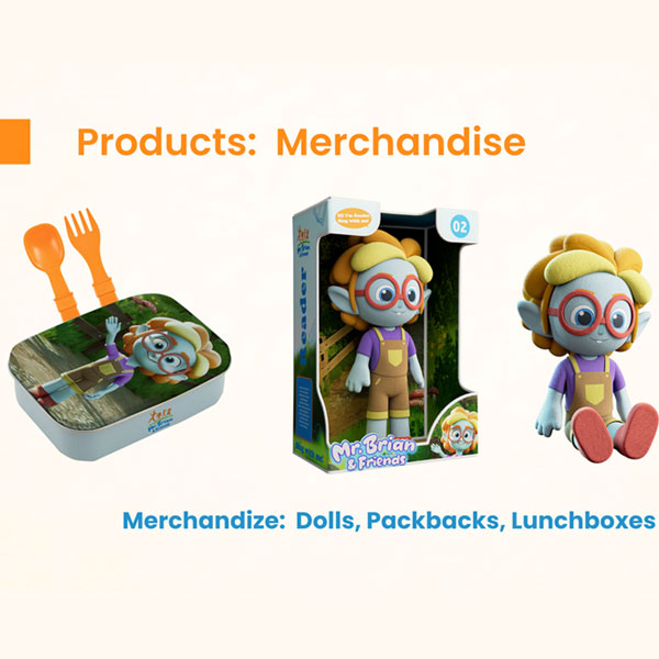 3d renderings of merchandise such as a lunch box and toy doll